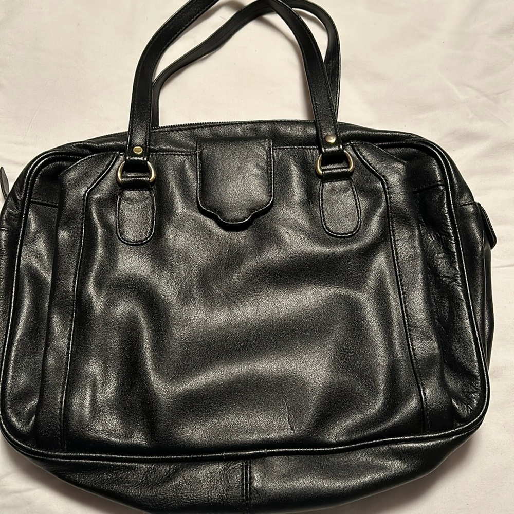 Vintage black leather satchel